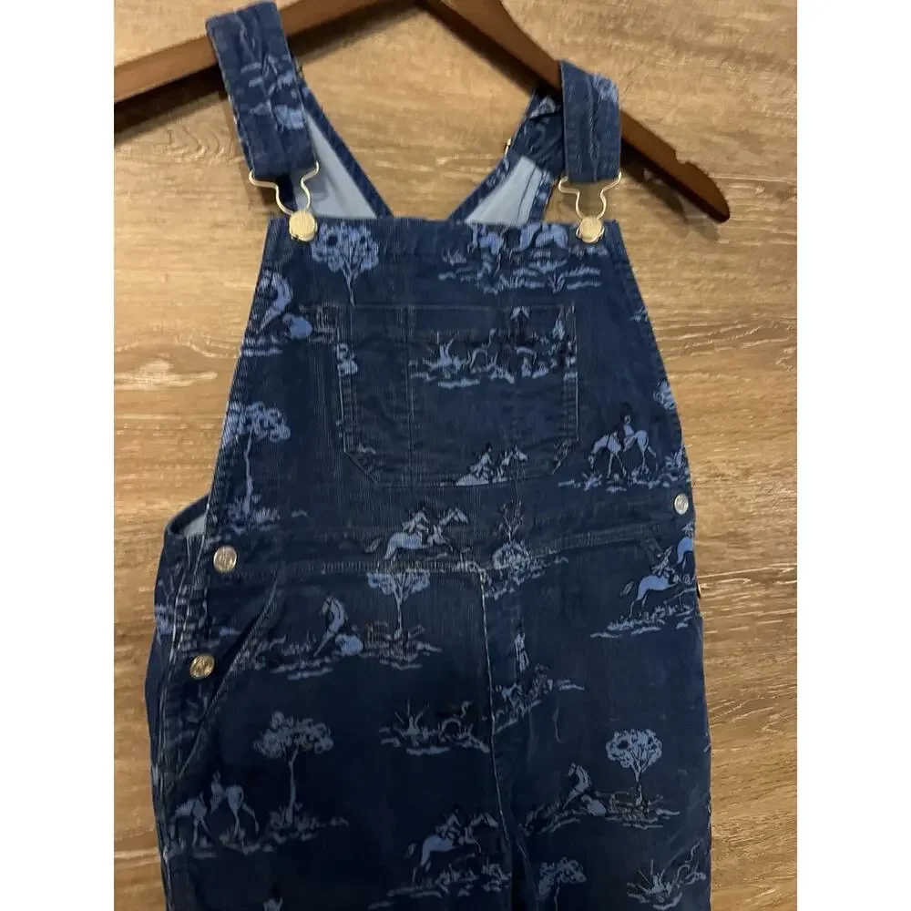 VTG Lilly Pulitzer girls size 6 Corduroy Overalls Navy horse equestrian school